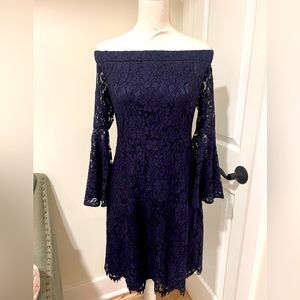 Trina Turk Blue Off the Shoulder Lace Dress size 4